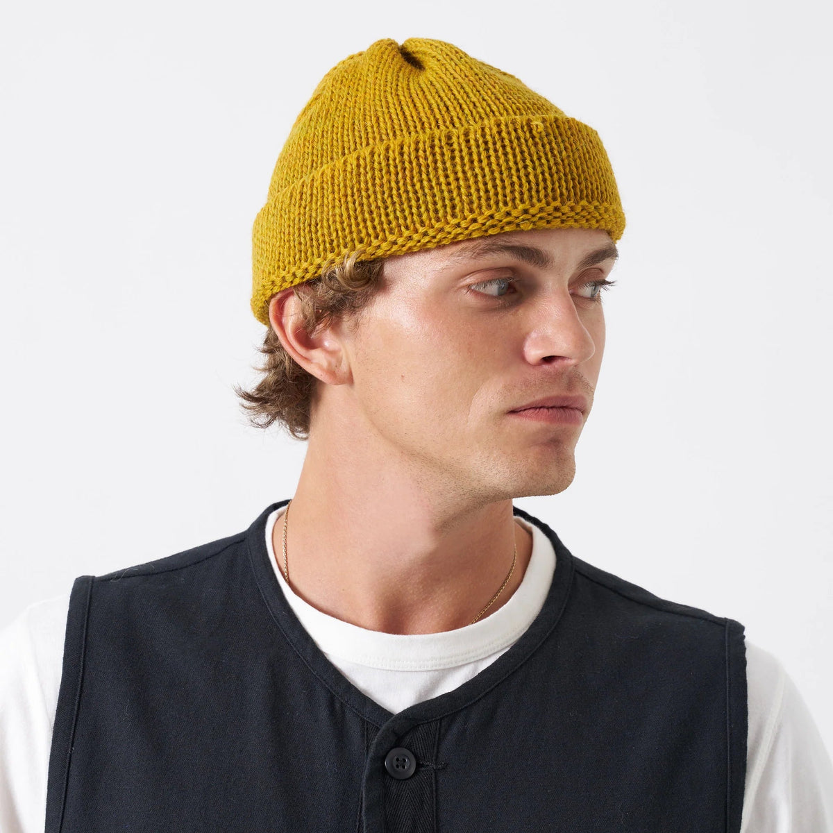 Universal Works Mustard British Wool Short Watch Cap