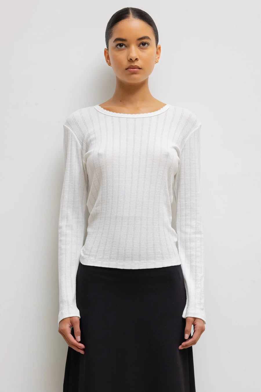 LESET POINTELLE SLIM FIT LONG SLEEVE - White