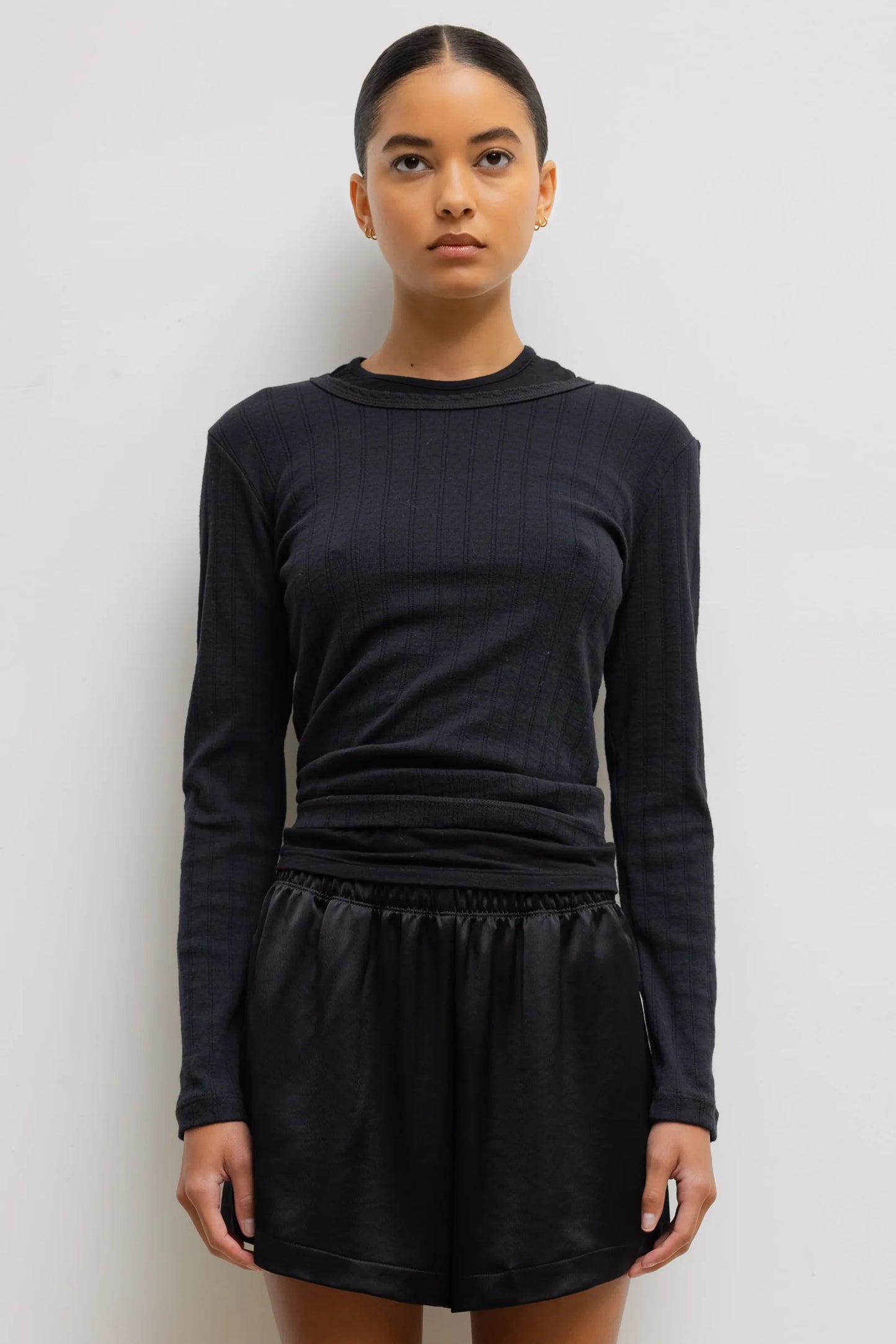 LESET POINTELLE SLIM FIT LONG SLEEVE- Black
