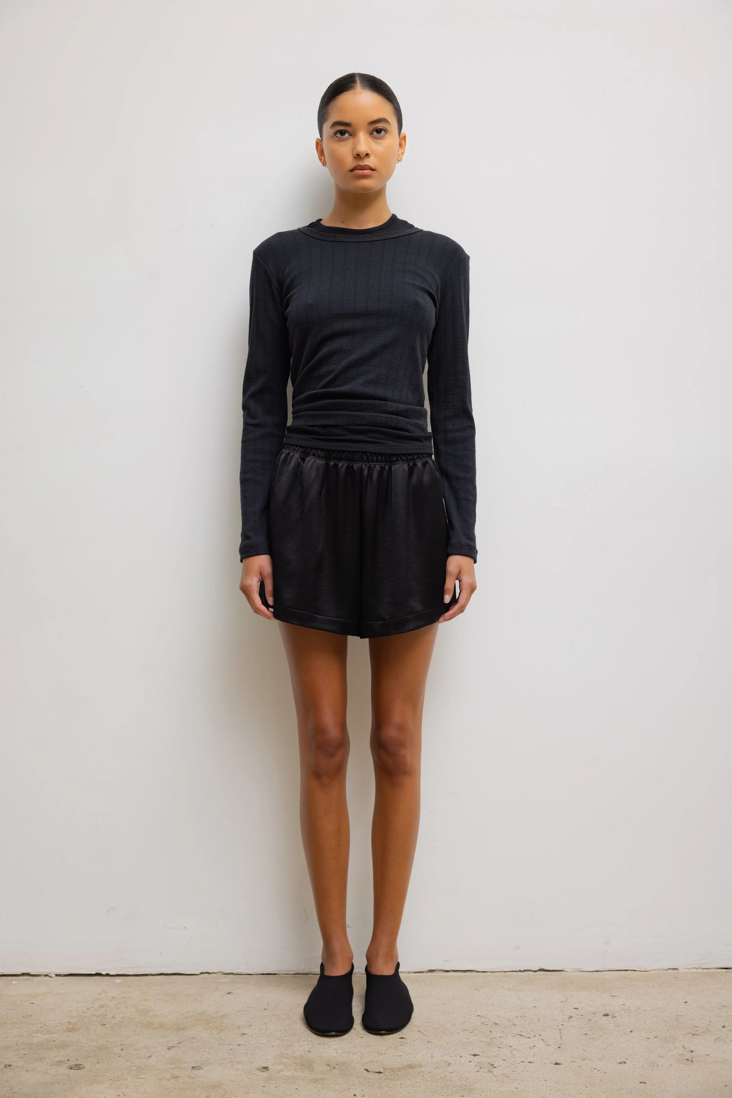 LESET POINTELLE SLIM FIT LONG SLEEVE- Black