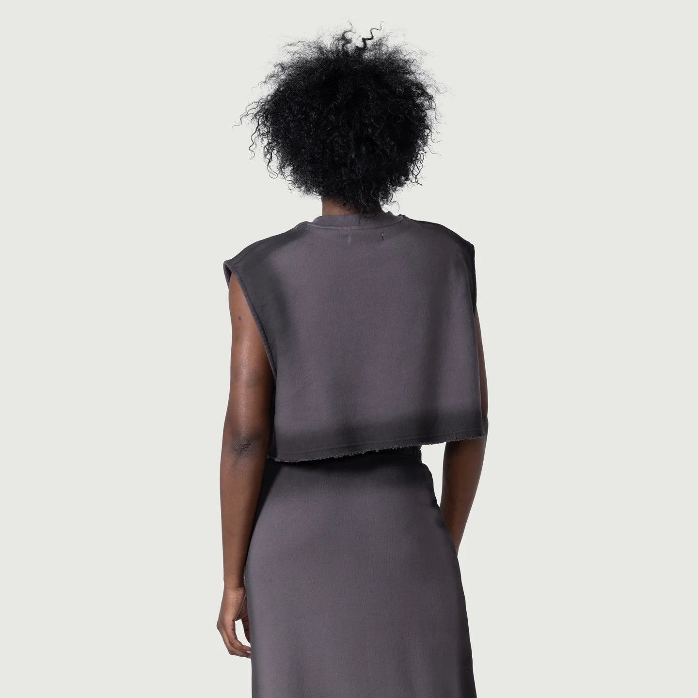 Honor the Gift Cropped Spray Muscle Top- Black
