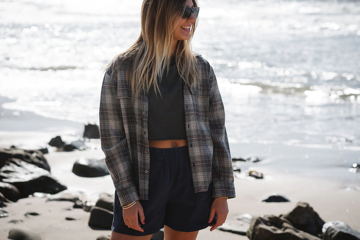 ARIKO LA Summer Softy Plaid Shirt- Black/Red