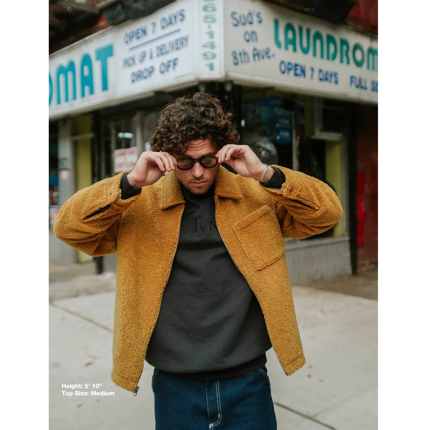 OnlyNY Mens Fleece Shirt Jacket- Mustard