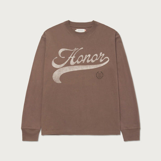 Honor The Gift Holiday Script L/S- Grey