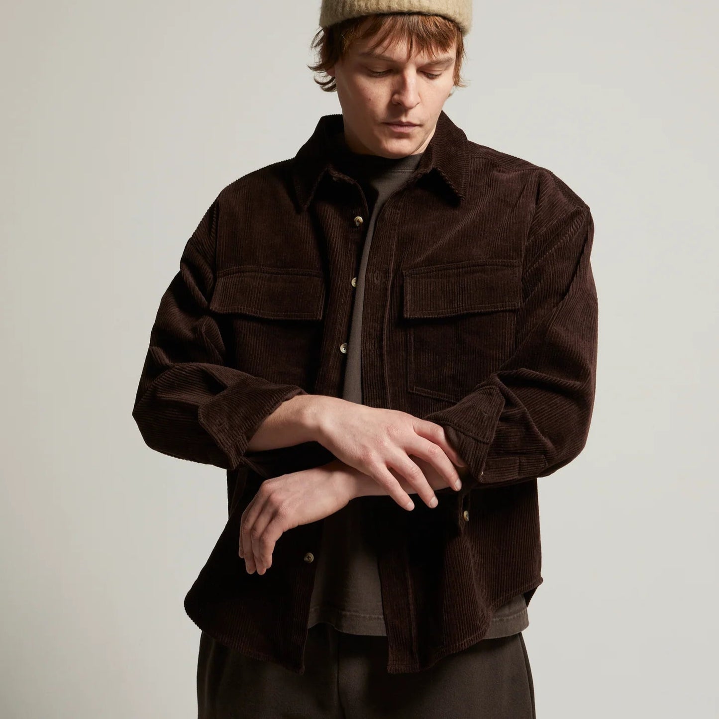Asher Lorenzo Cord Shirt Chocolate