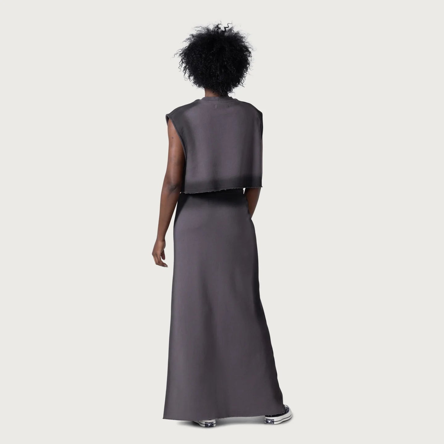 Honor The Gift Spray Fleece Maxi Skirt- Black