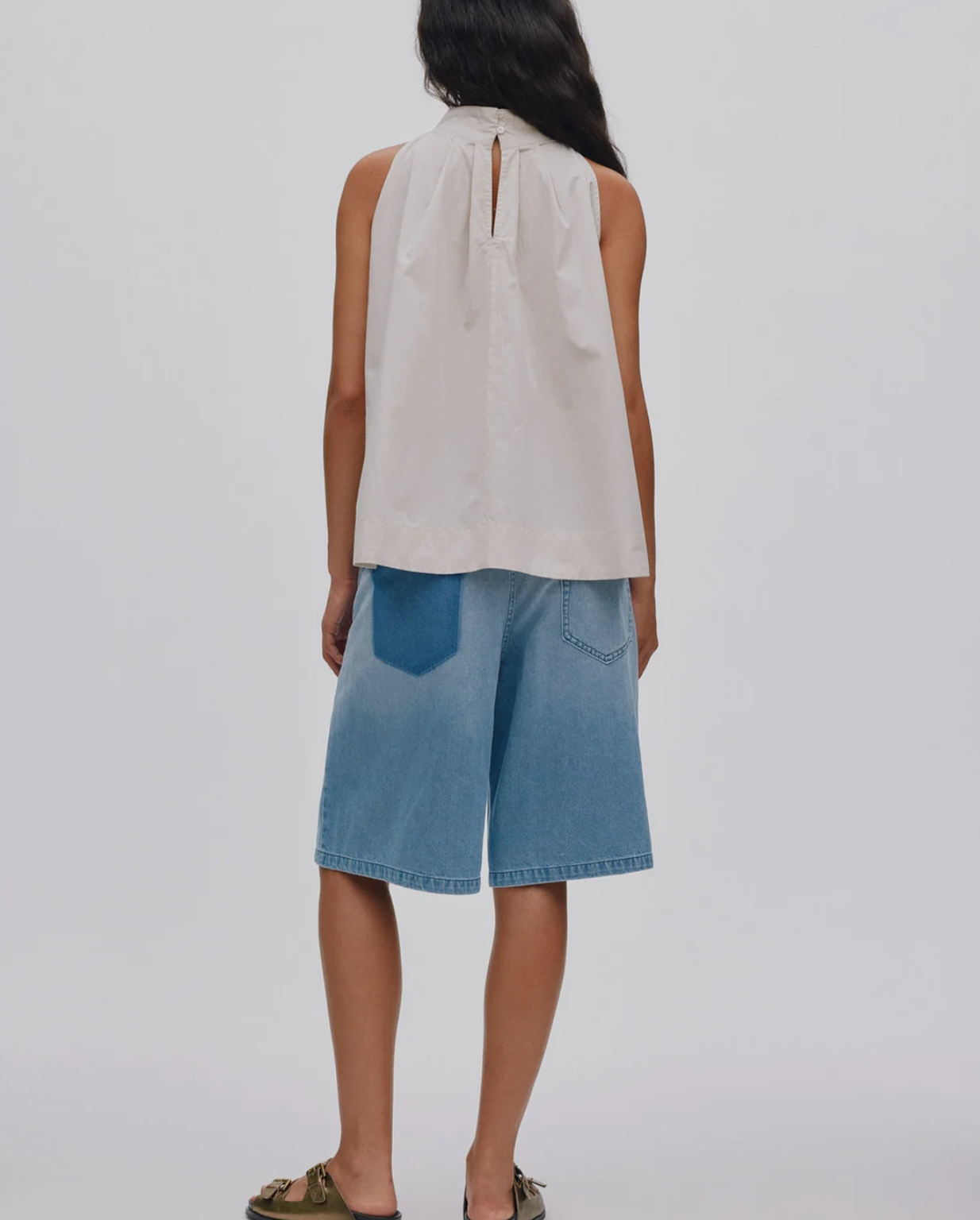 Rabens Saloner Raha Light Denim Wide Shorts