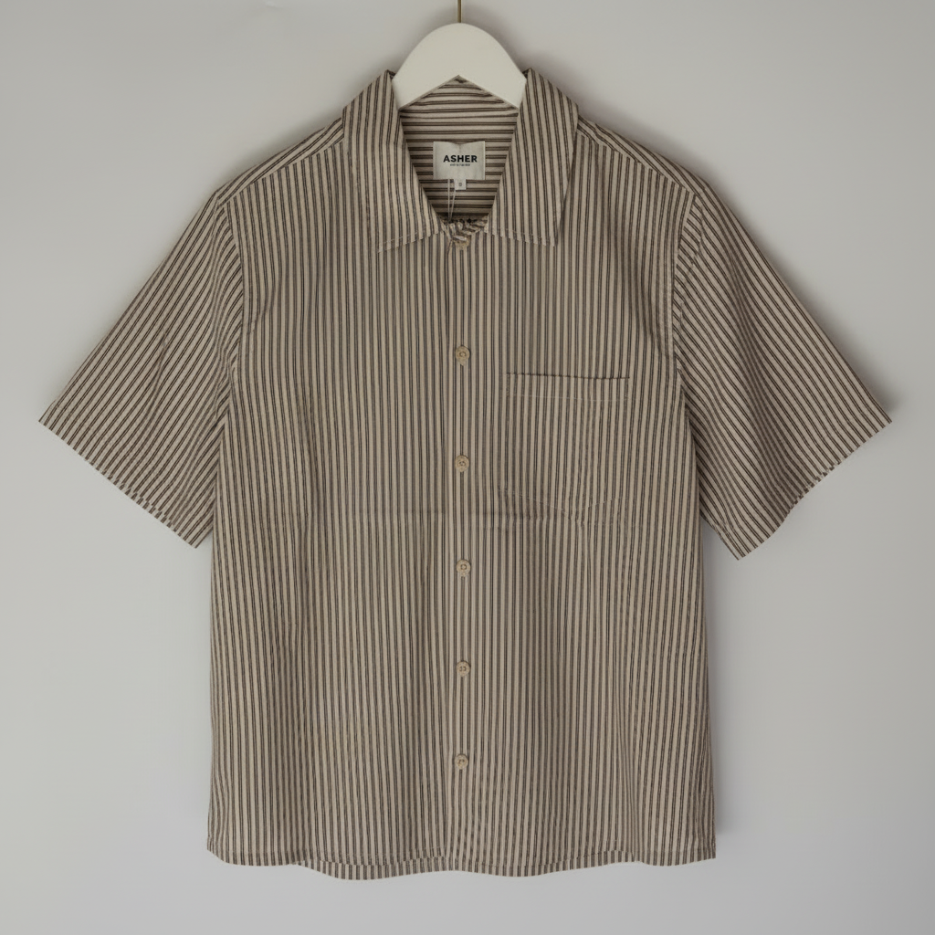 ASHER LA Rick Camp Shirt-Walnut Stripe