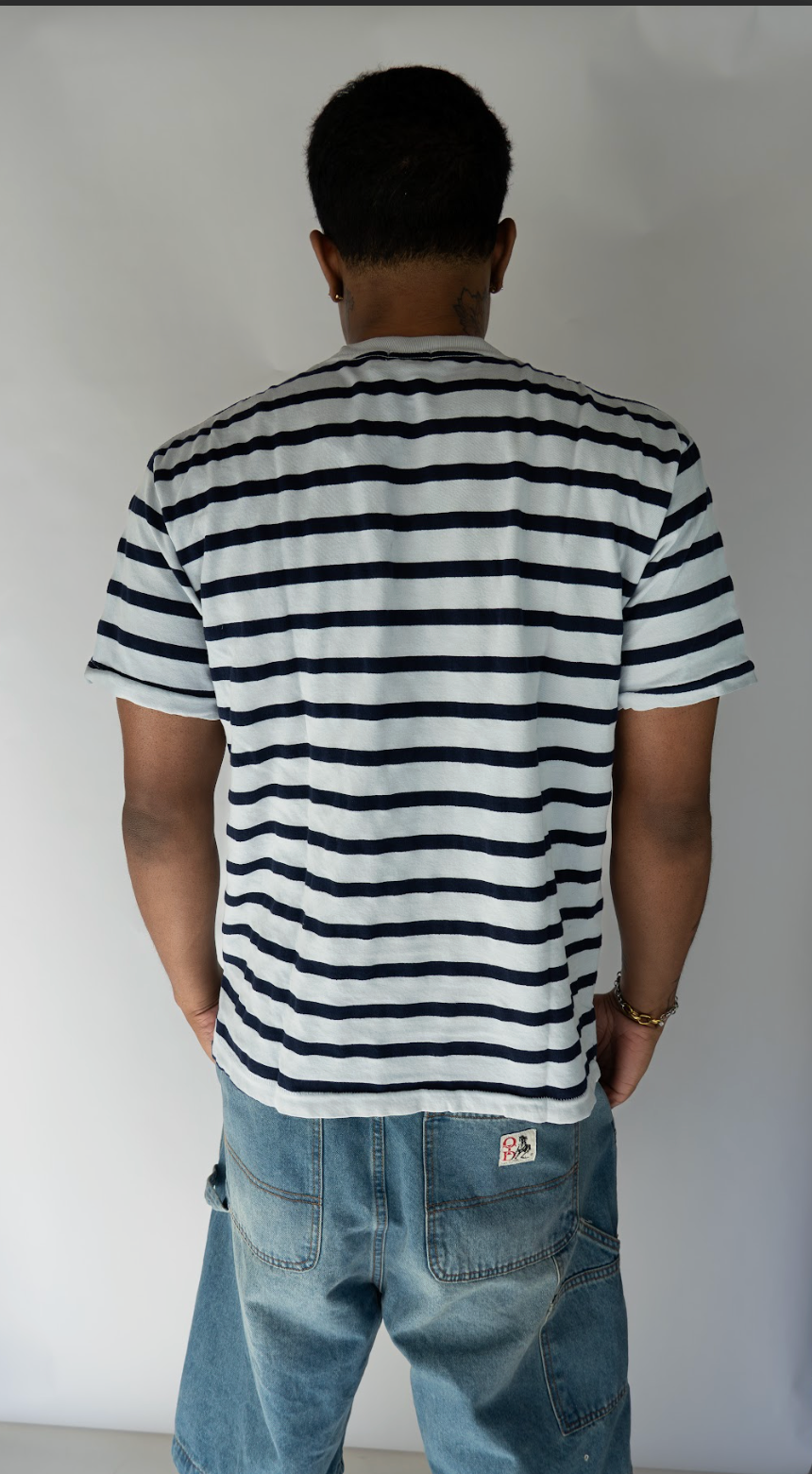 ASHER LA Enzo Stripe Tee- Ice Blue