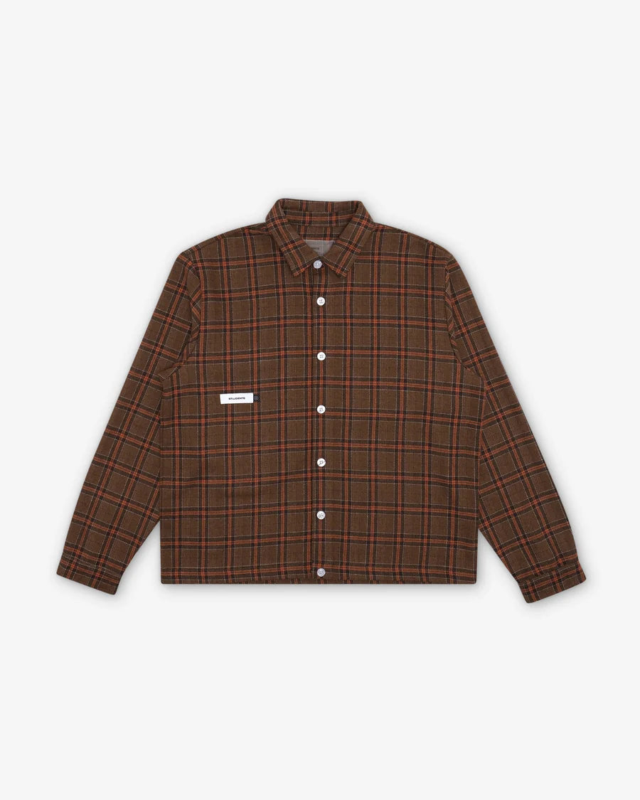 Students Golf Keaves Flannel L/S Shirt - Brown