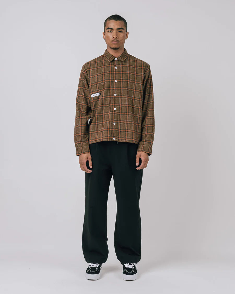 Students Golf Keaves Flannel L/S Shirt - Brown