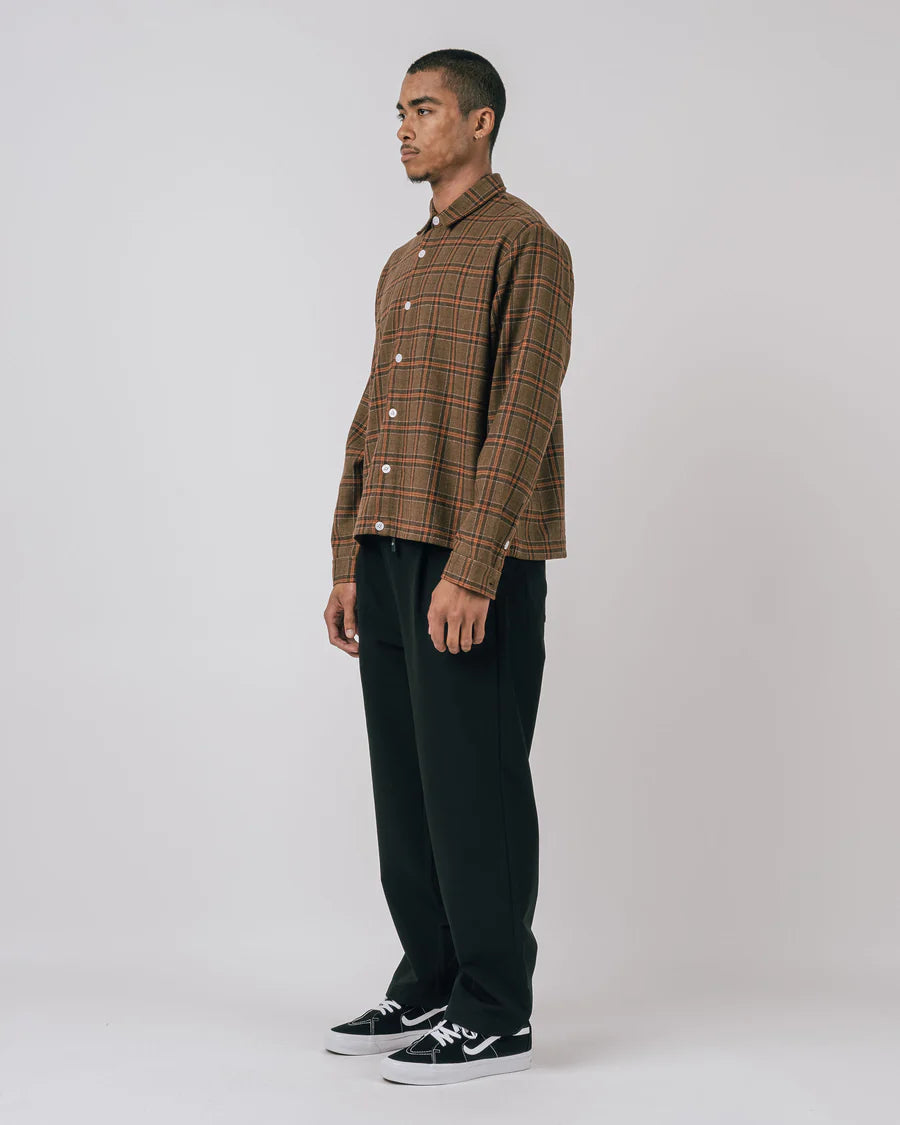 Students Golf Keaves Flannel L/S Shirt - Brown