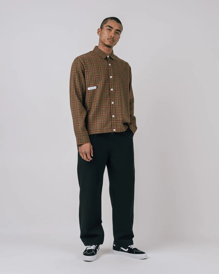 Students Golf Keaves Flannel L/S Shirt - Brown