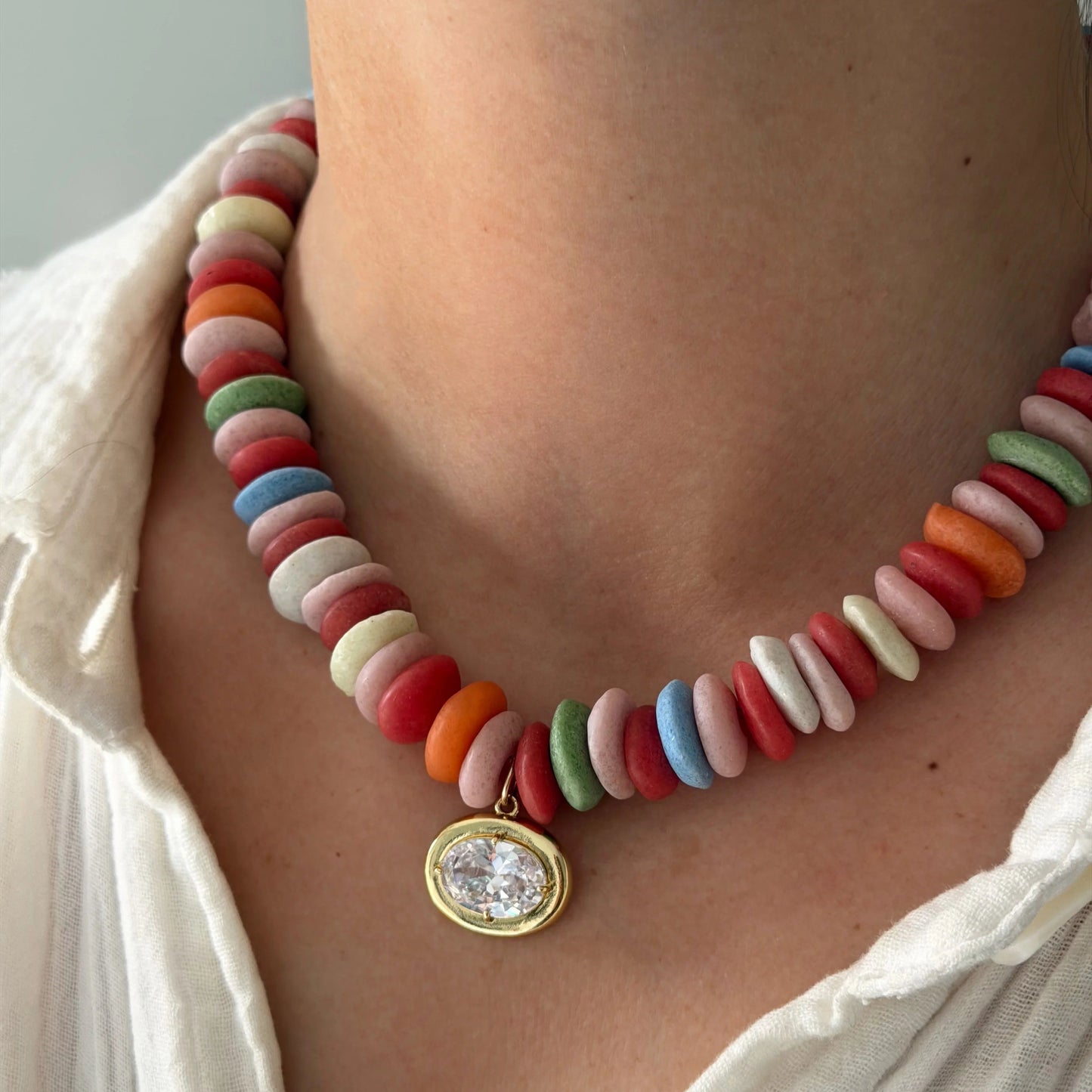 ALV Punch Necklace with EAST West Oval Charm