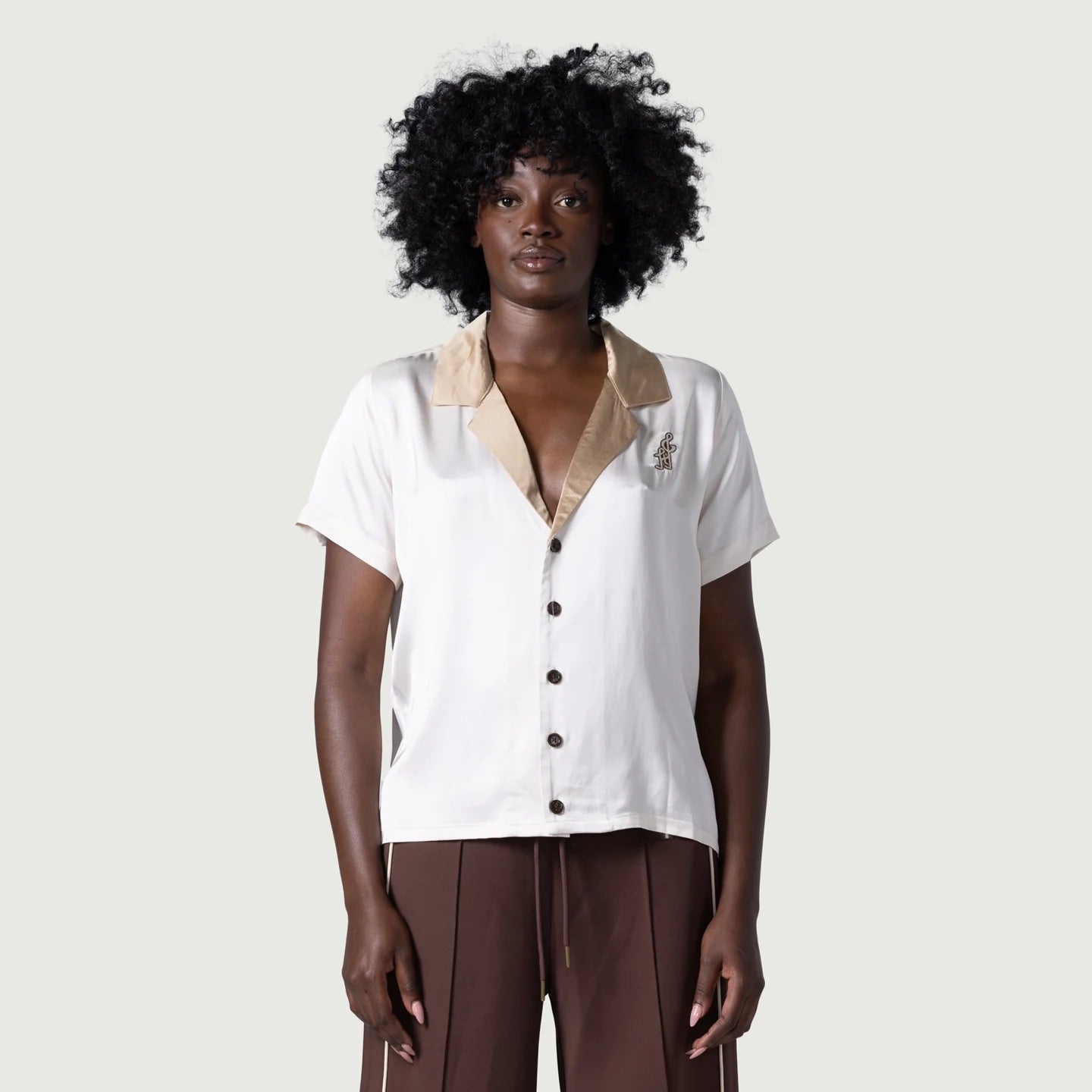 Honor The Gift Womens Notes Camp Shirt-Cream