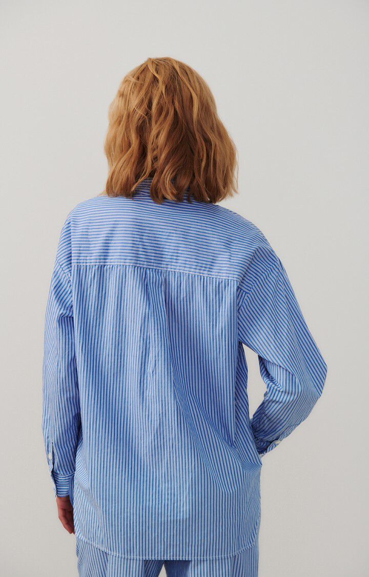 American Vintage Womens Shirt Zatybay- Aqua stripes