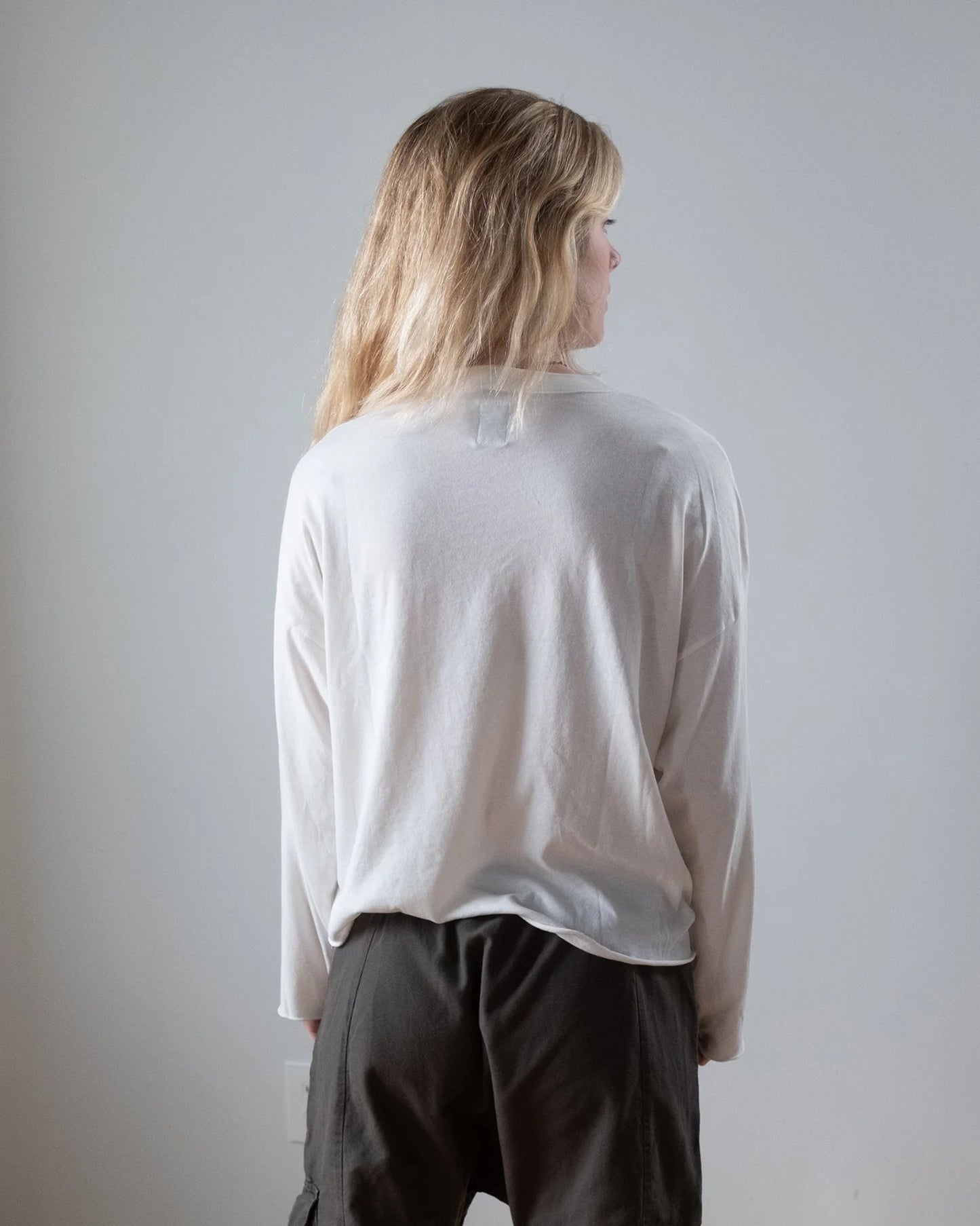 NSF Loffler L/S Boxy Crew T- Soft White