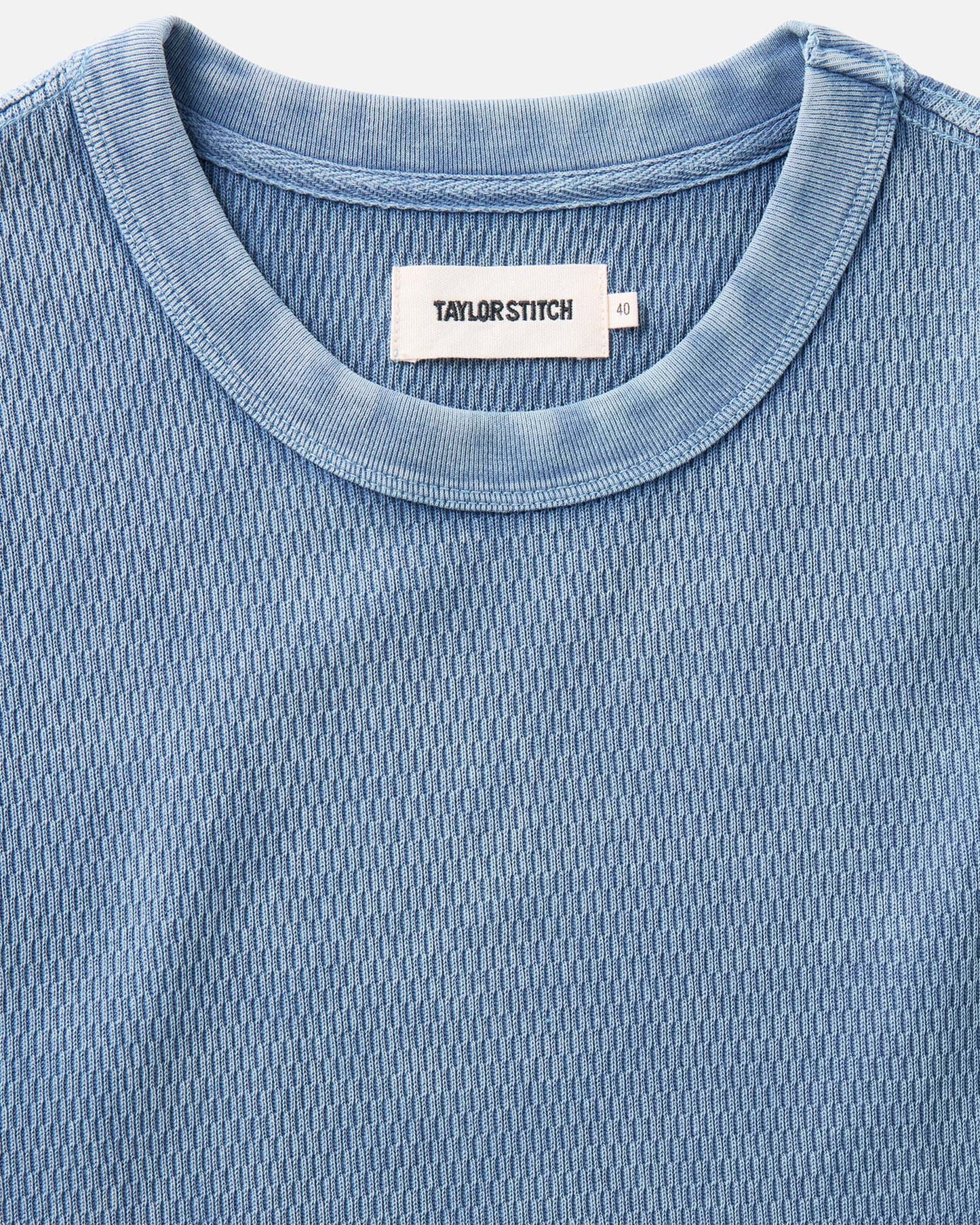 Taylor Stitch The Organic S/S Crew- Washed Blue Waffle