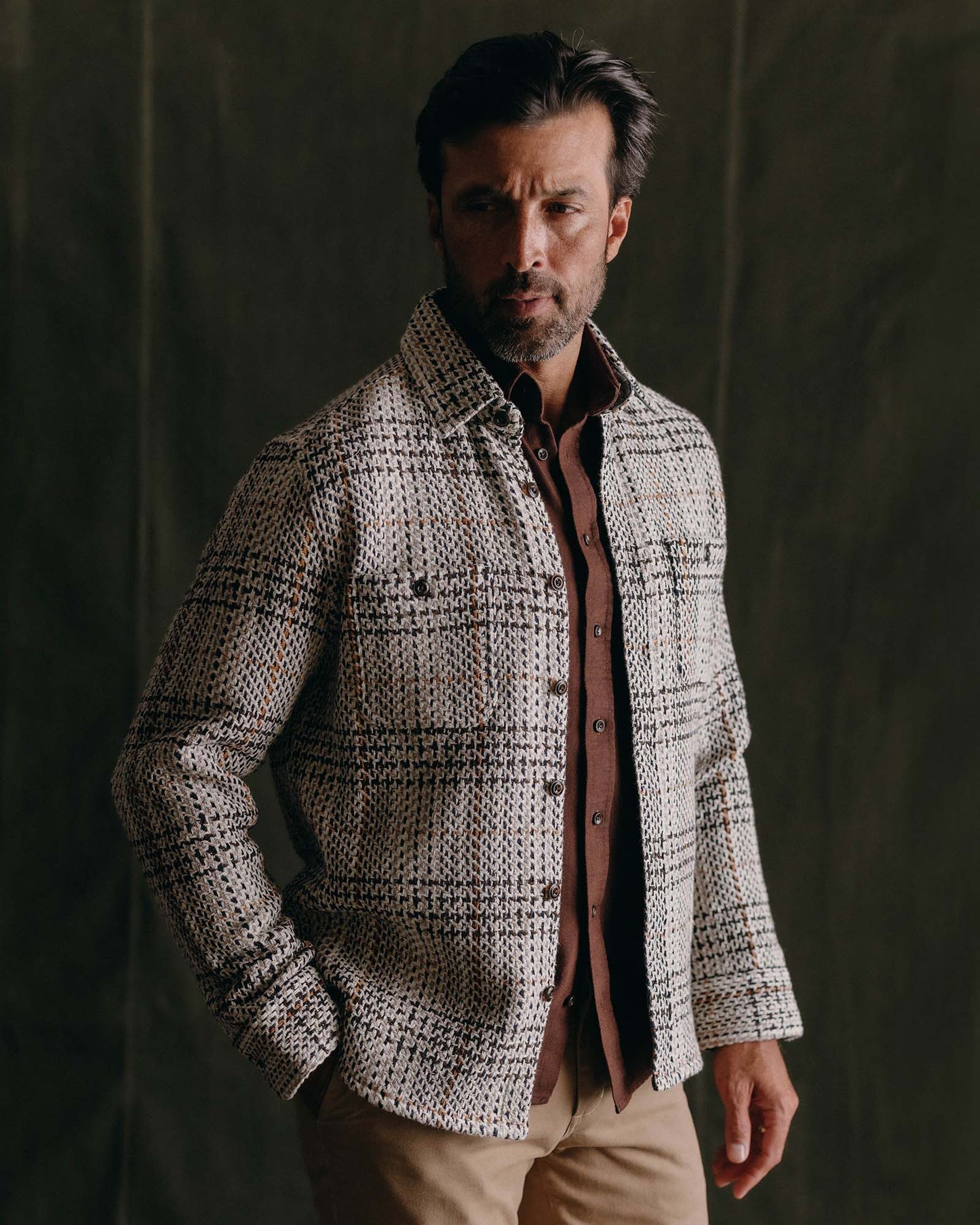 Taylor Stitch The Cutter Overshirt - Stone Plaid