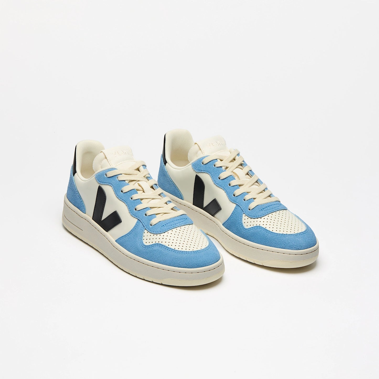 Veja V-10 Prime Leather Womens Pure Black/Aqua