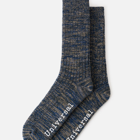 Universal Works Dark Navy Slub Knit Slub Sock