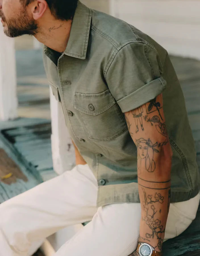 Taylor Stitch Surplus Shirt- Field Olive Reverse Sateen