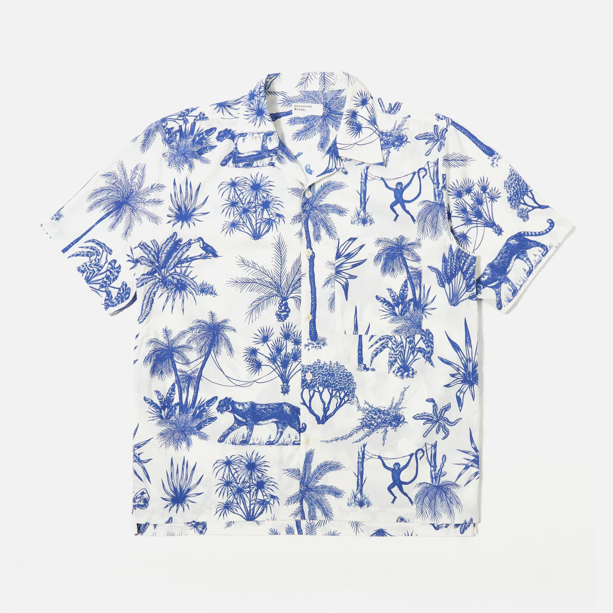 Universal Works White Jungle Toile Poplin Camp Shirt