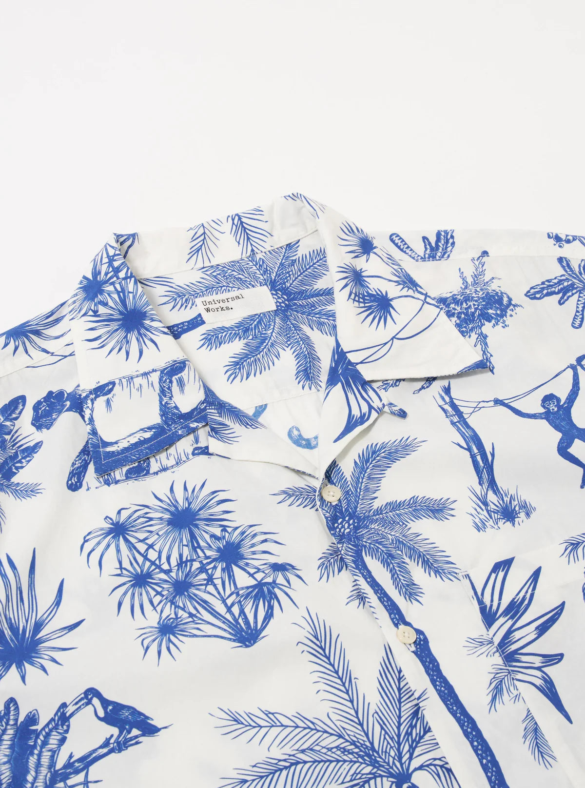 Universal Works White Jungle Toile Poplin Camp Shirt