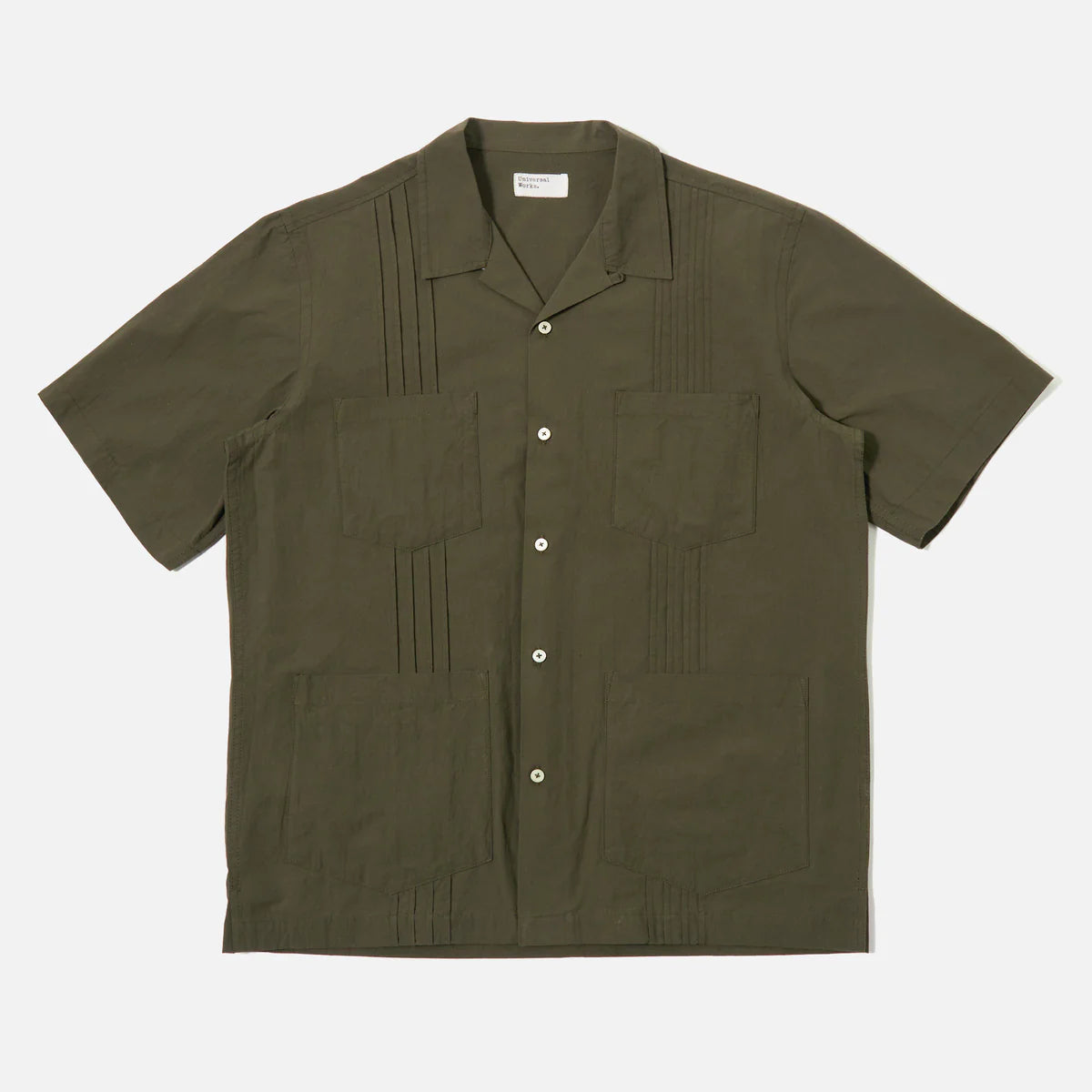 Universal Works Olive Tech Cotton S/S Dwight Overshirt