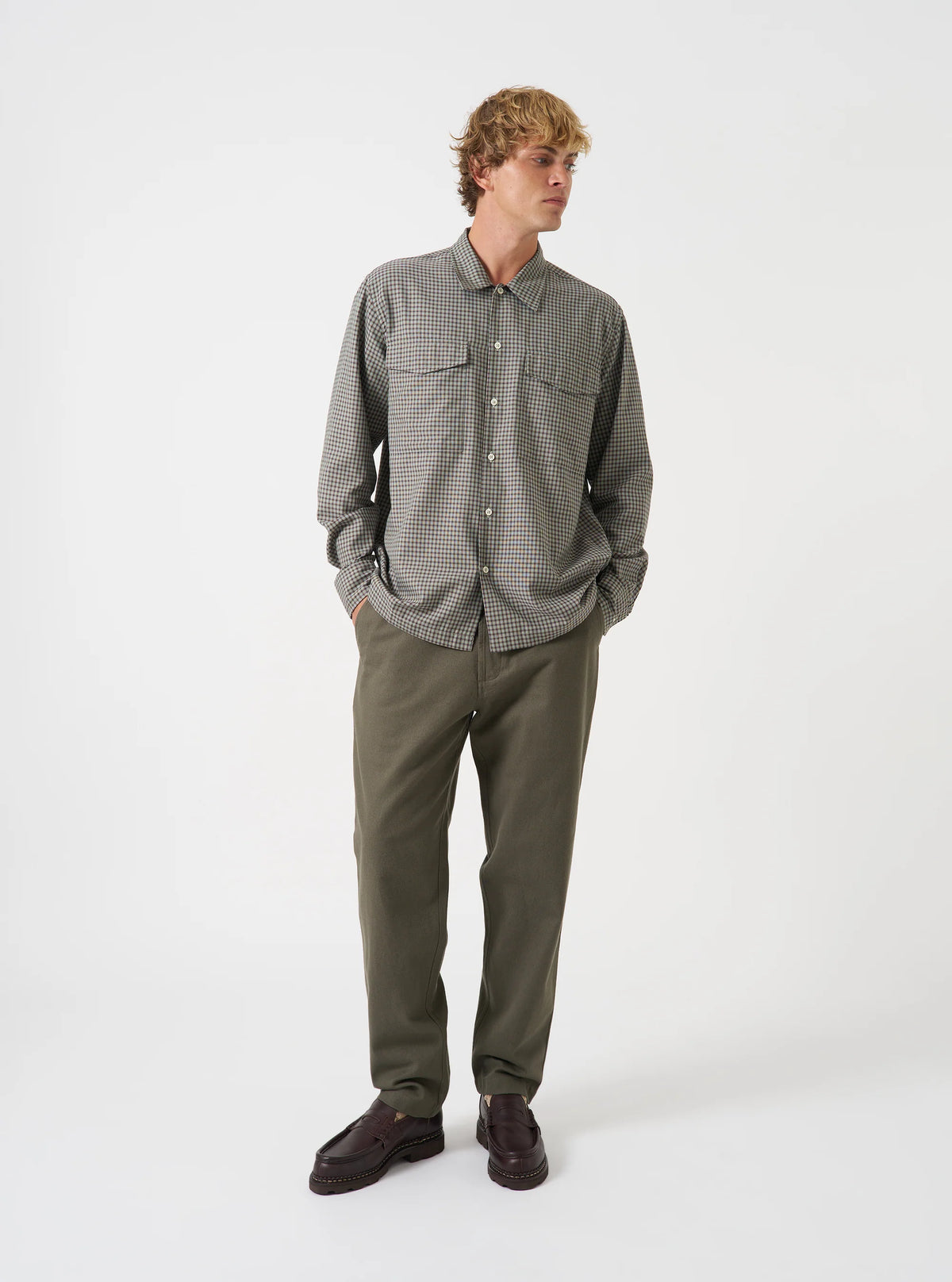 Universal Works Brushed Moleskin Military Chino- Olive