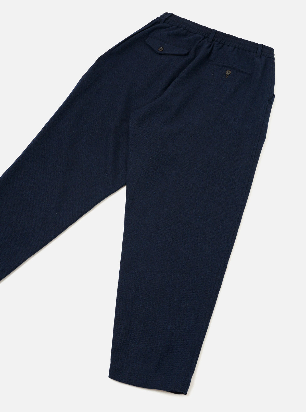 Universal Works Wool Herringbone Pleated Track Pant- Navy
