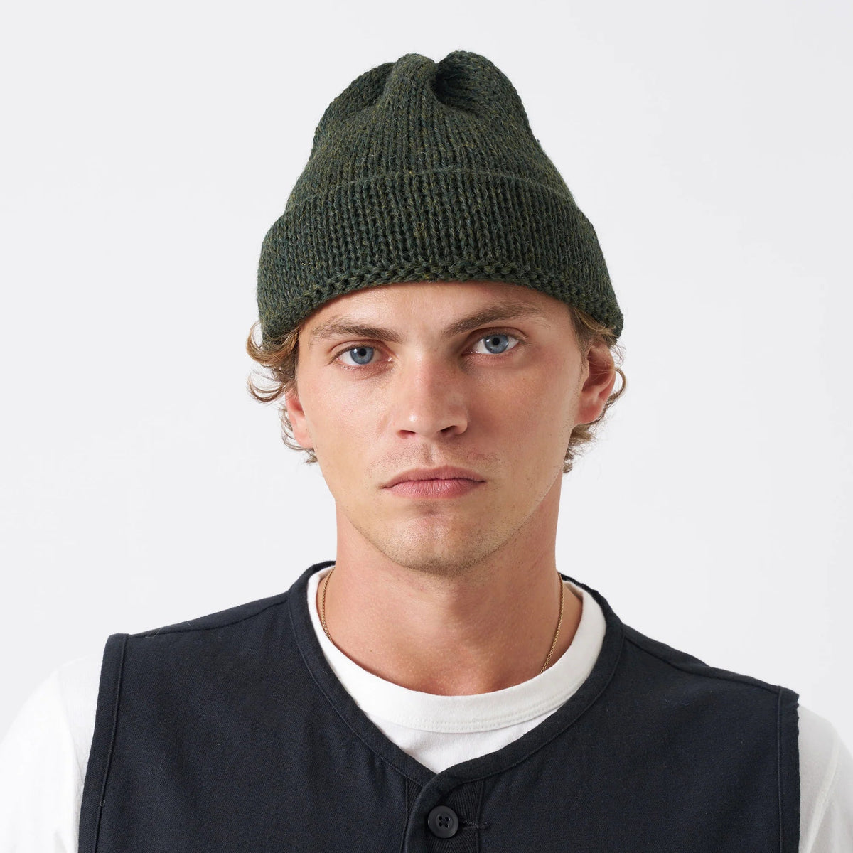Universak Works Olive British Wool Short Watch Cap