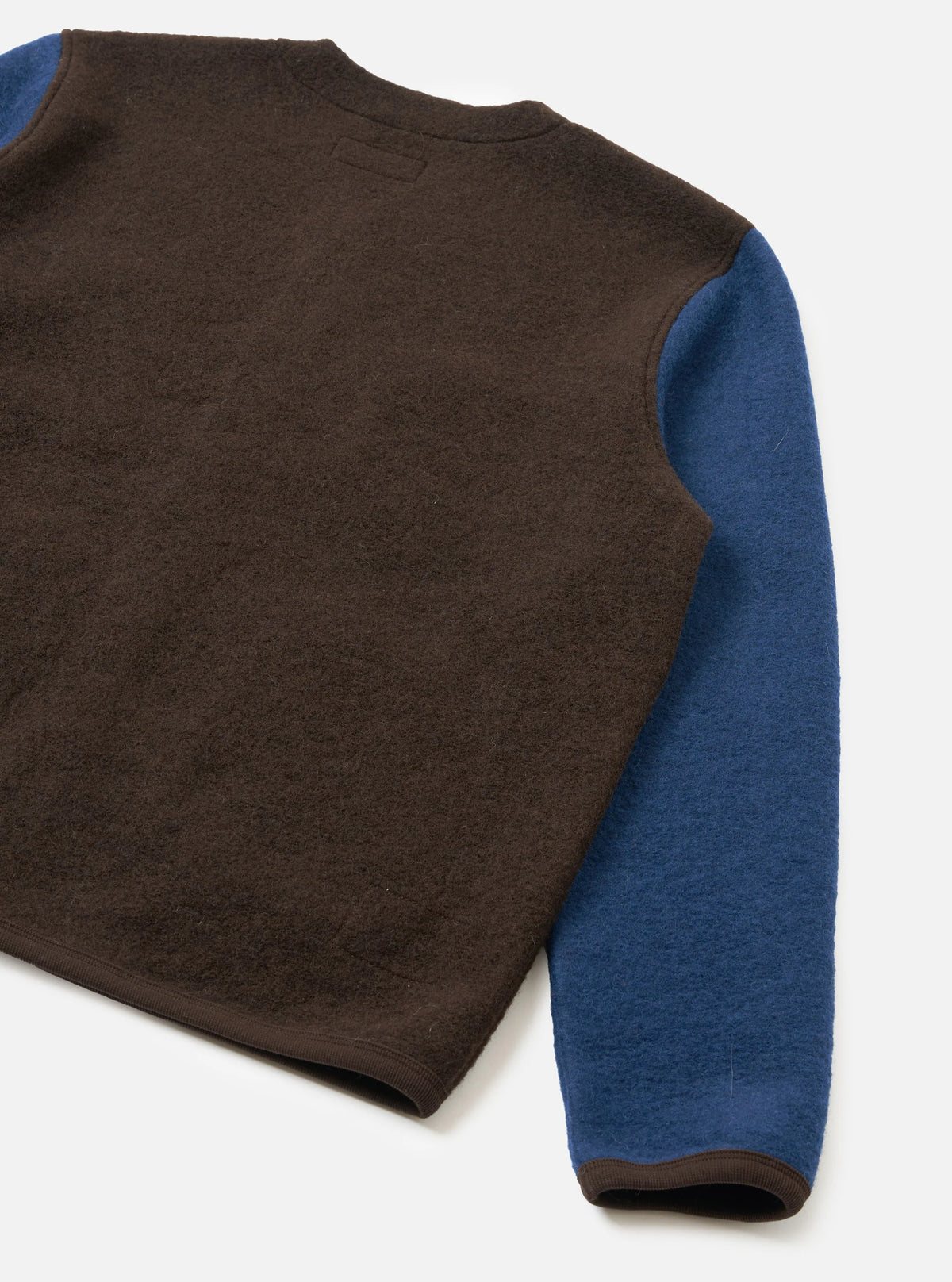 Universal Works Wool Fleece Cardigan- Brown/ Indigo