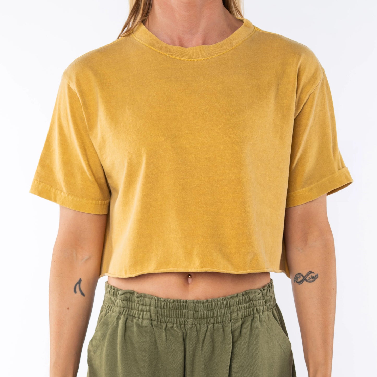 ARIKO LA Beach Crop Tee Shirt- Sunrise Yellow