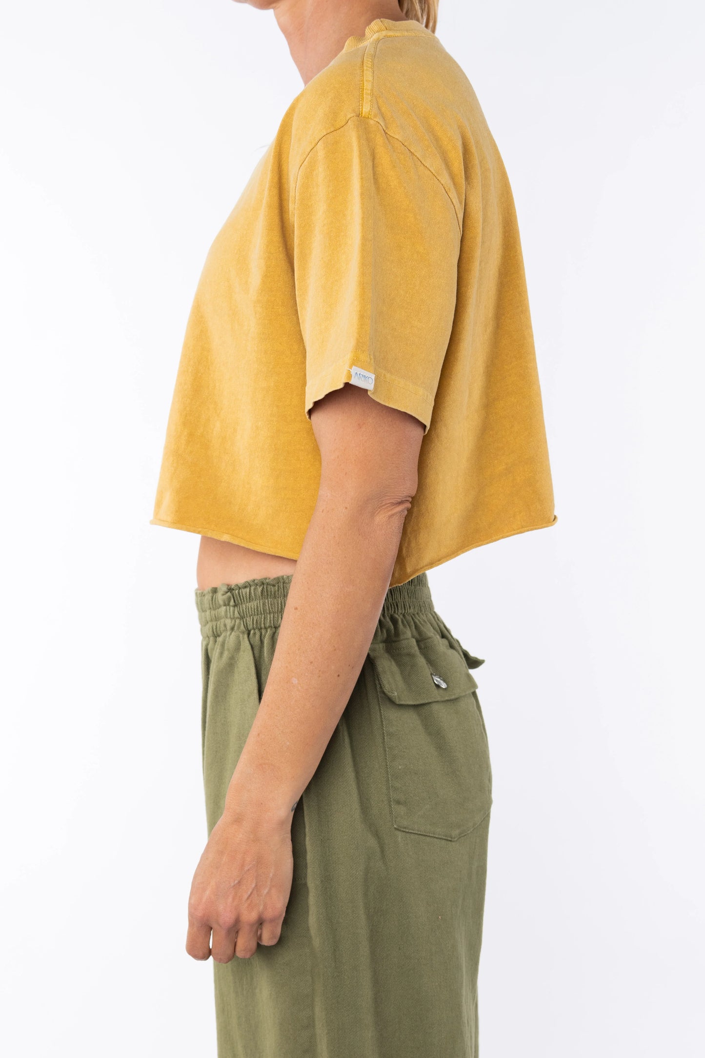 ARIKO LA Beach Crop Tee Shirt- Sunrise Yellow