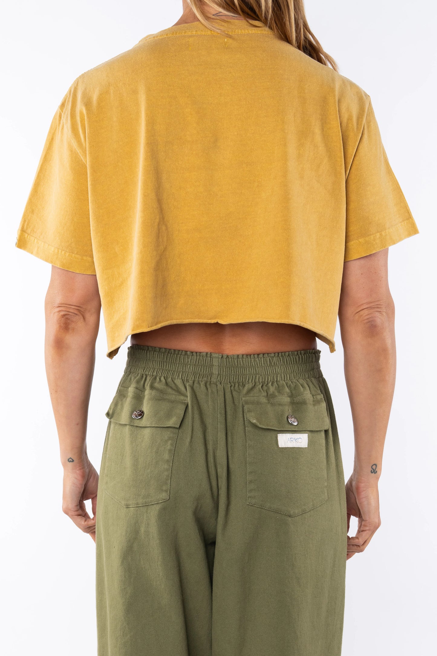 ARIKO LA Beach Crop Tee Shirt- Sunrise Yellow