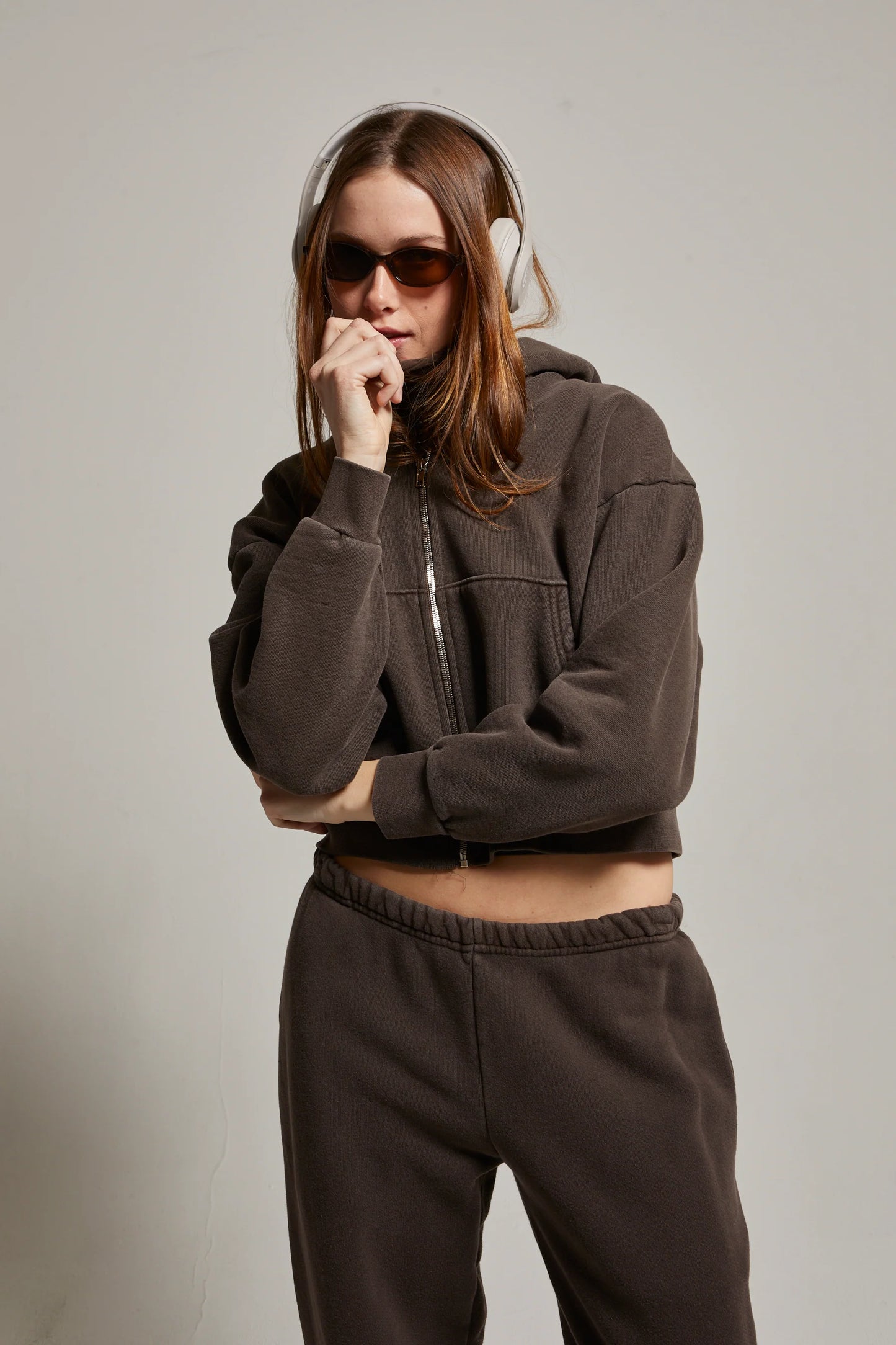 ASHER LA Rosie Zip Hoodie- Chocolate