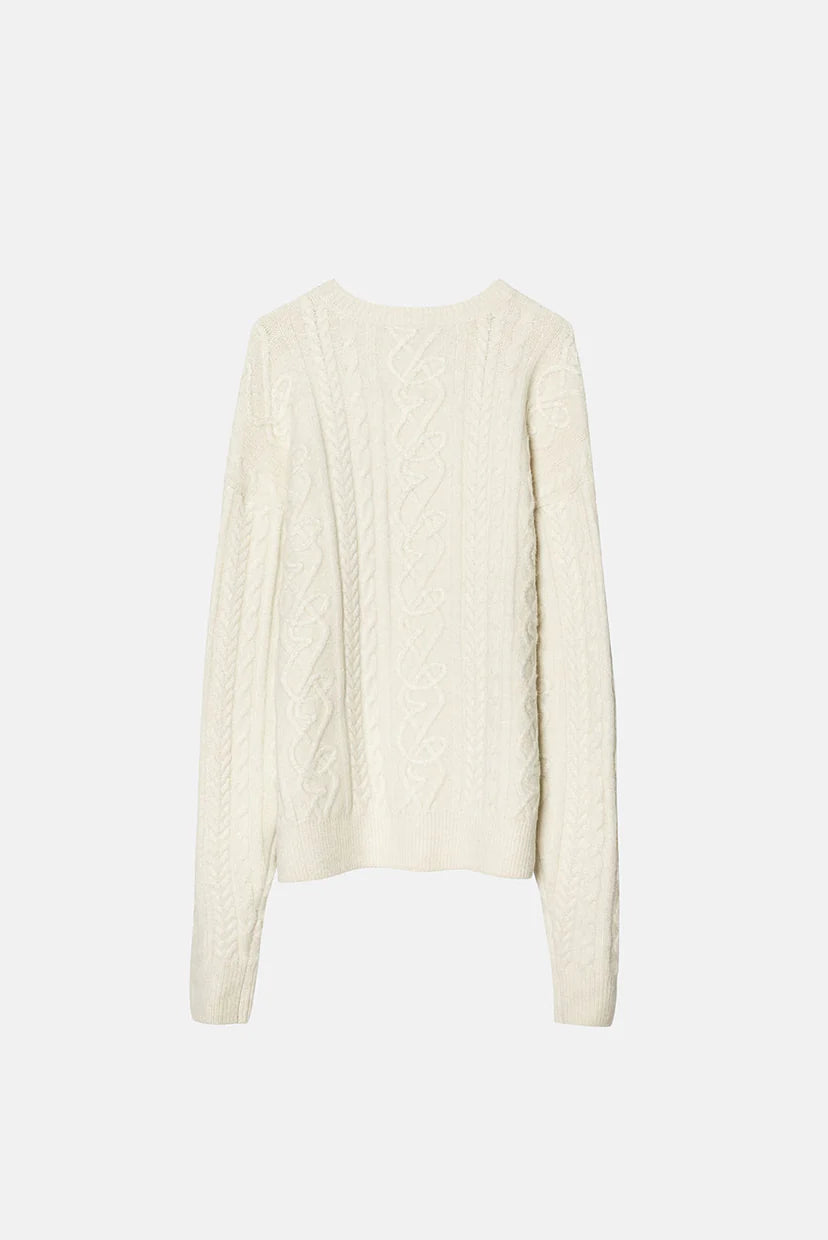 Elwood Clothing Antique Cable Knit Sweater- Off White