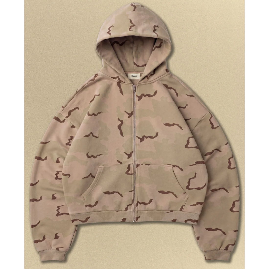 Elwood Camo Zip Hoodie- Sand Camo