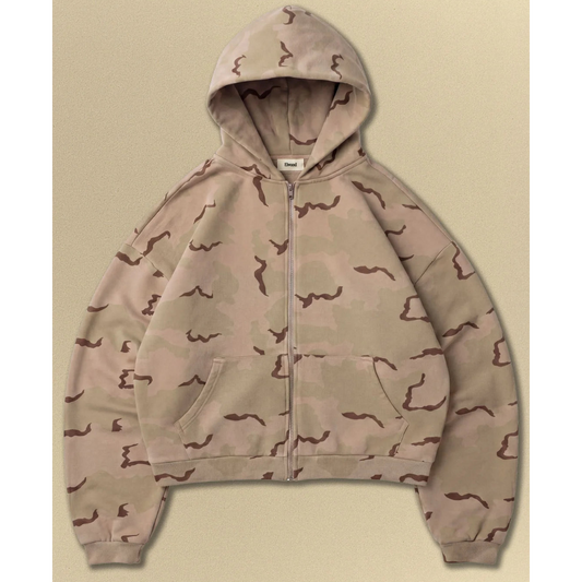 Elwood Camo Zip Hoodie- Sand Camo