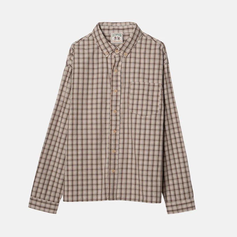 Elwood Clothing Rolling Hills  Button Up- Brown Mini Check