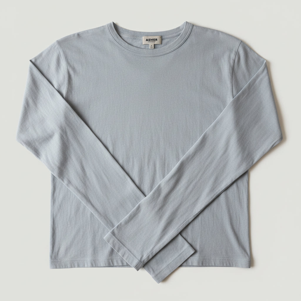 ASHER LA Ellie L/S Crew Tee- Ice Blue