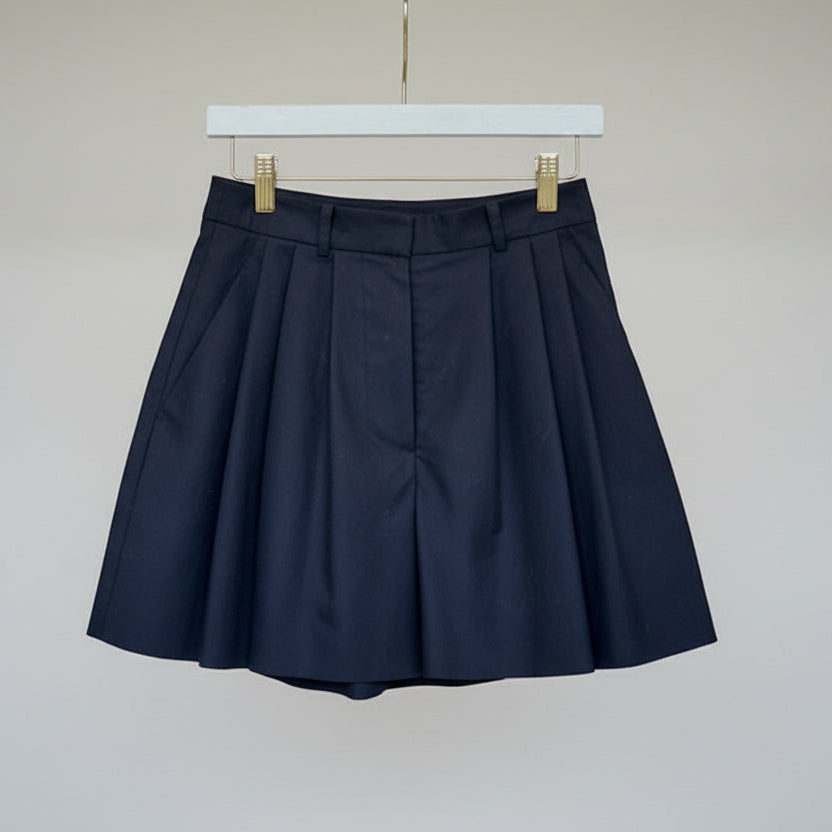 FLENO Pintuck Voluminous Shorts- Navy