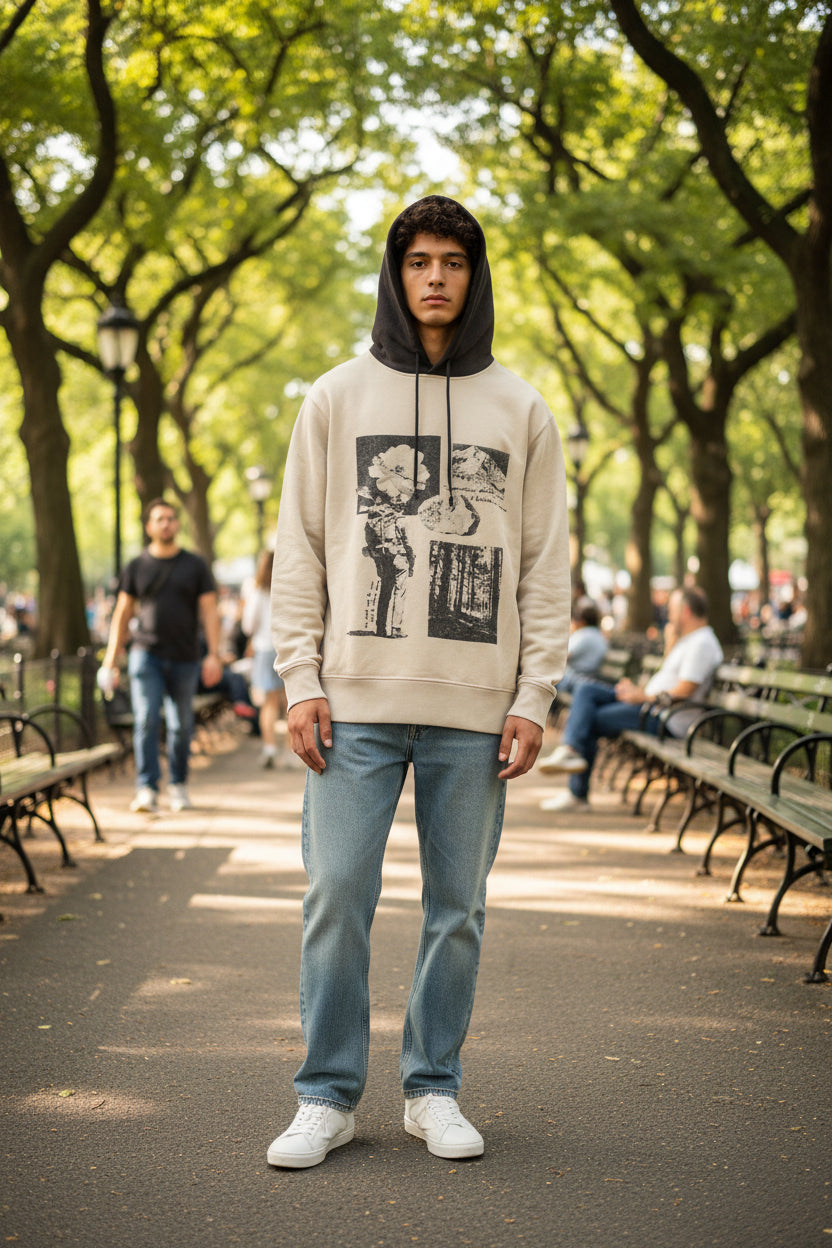 Presidents Hoodie Bicolor Inspirational Sweatshirt- Mastic/ Hickory