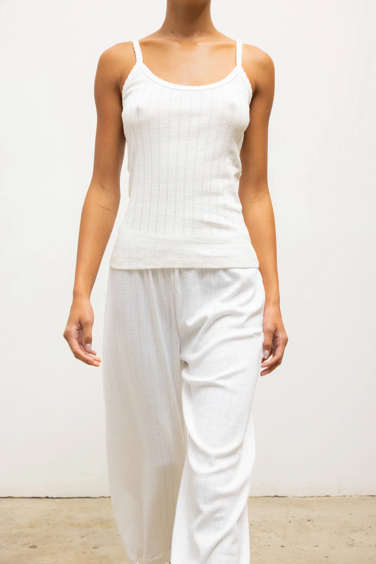 LESET Pointelle Classic Tank Top - White