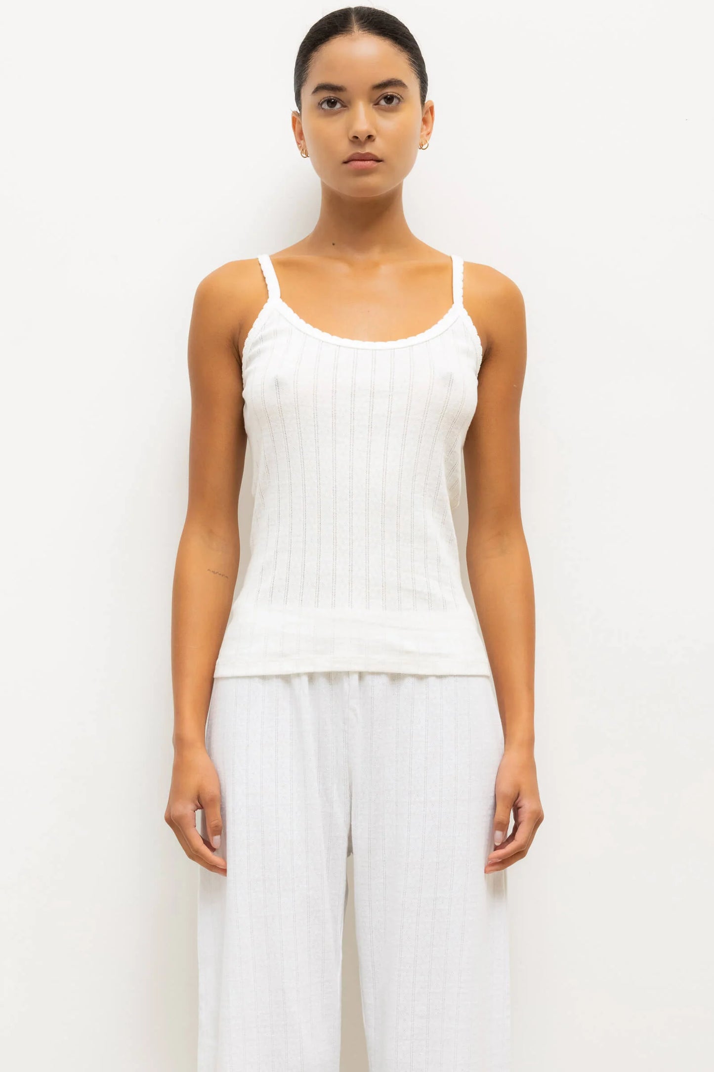 LESET Pointelle Classic Tank Top - White