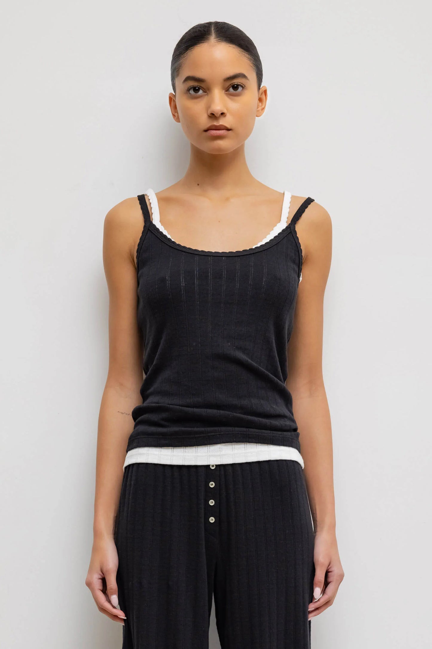 LESET Pointelle Tanktop - Black