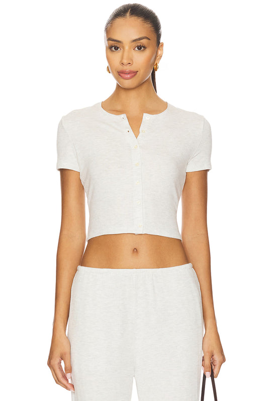 Leset Lauren Short Sleeve Cardigan -Cloud