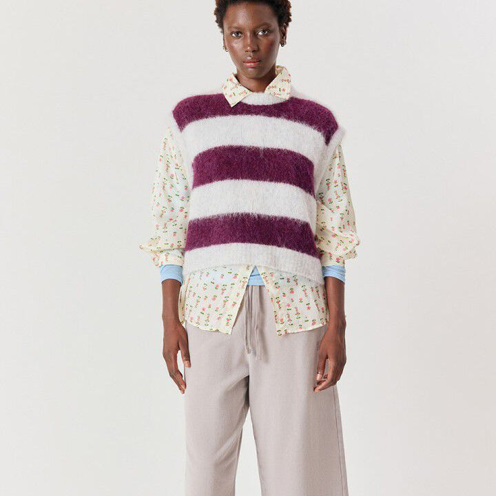 American Vintage Niby Sweater- Cranberry Stripes