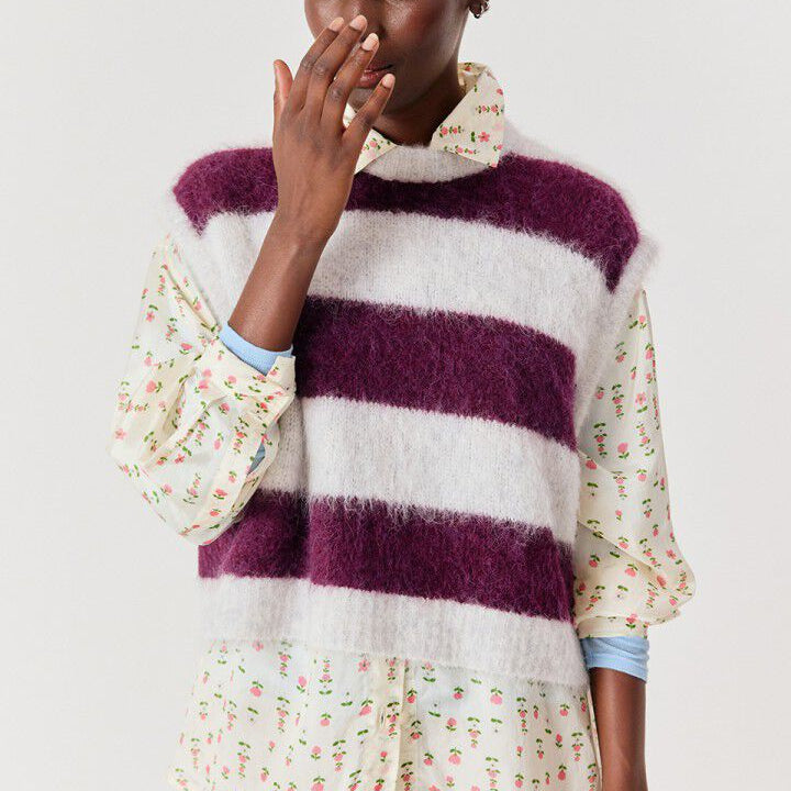 American Vintage Niby Sweater- Cranberry Stripes